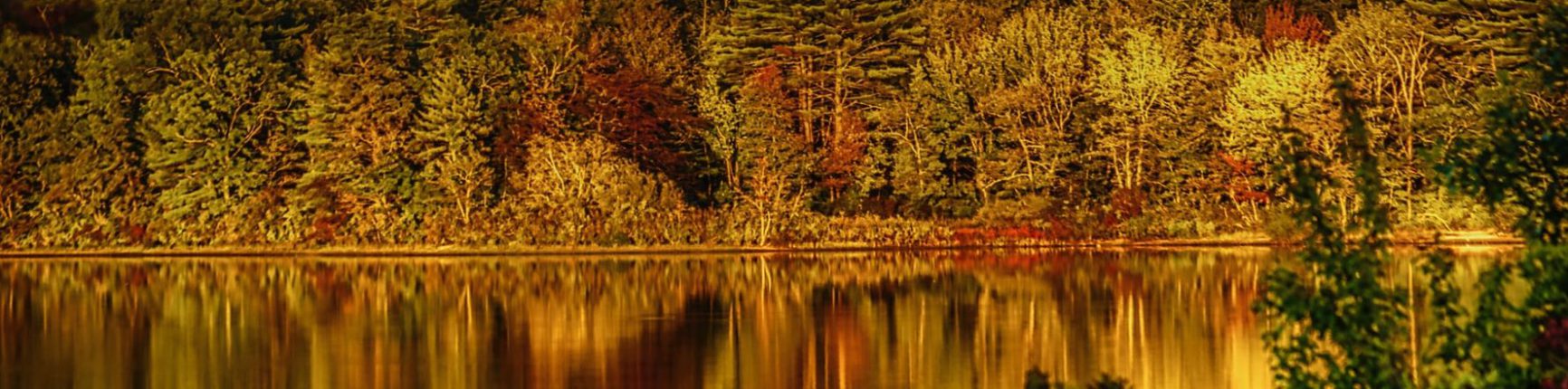 Massachusetts pond in autumn.